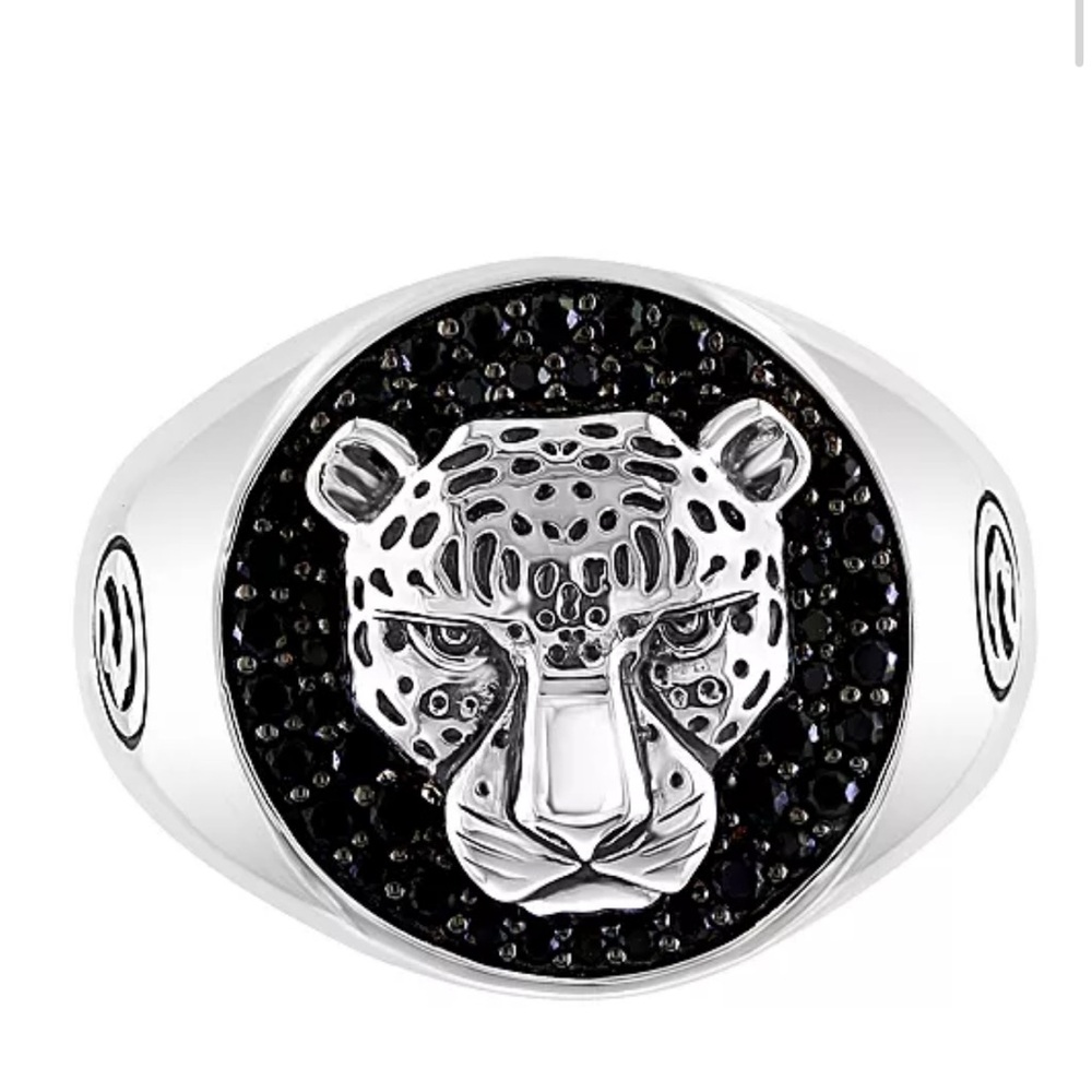 Effy Silver and Black Panther Face Ring